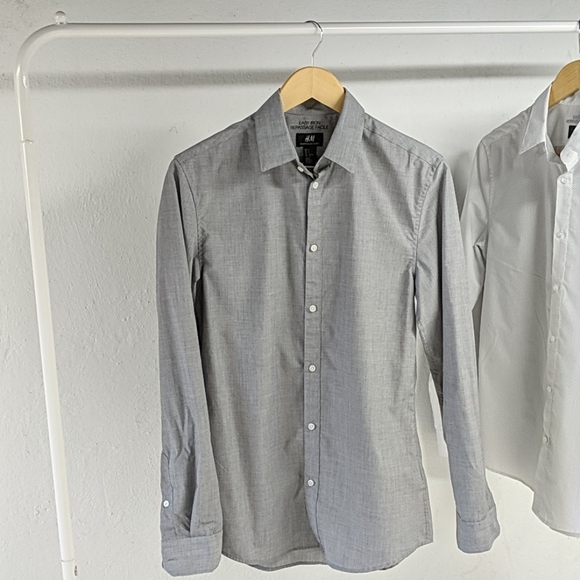 Men's H&M Grey Button Down Slim Fit Dress Shirt - Picture 1 of 6